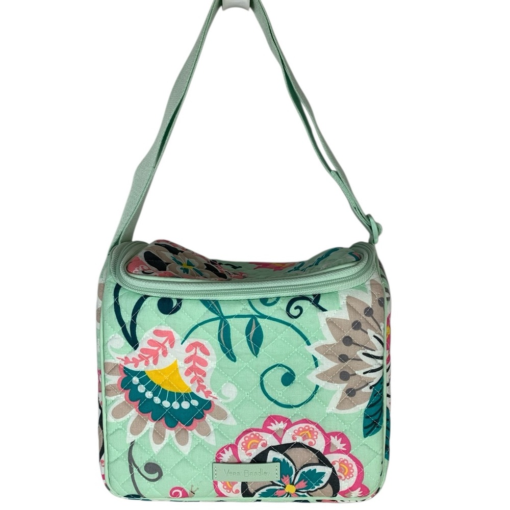 Vera Bradley Iconic Stay Cooler Mint Flowers